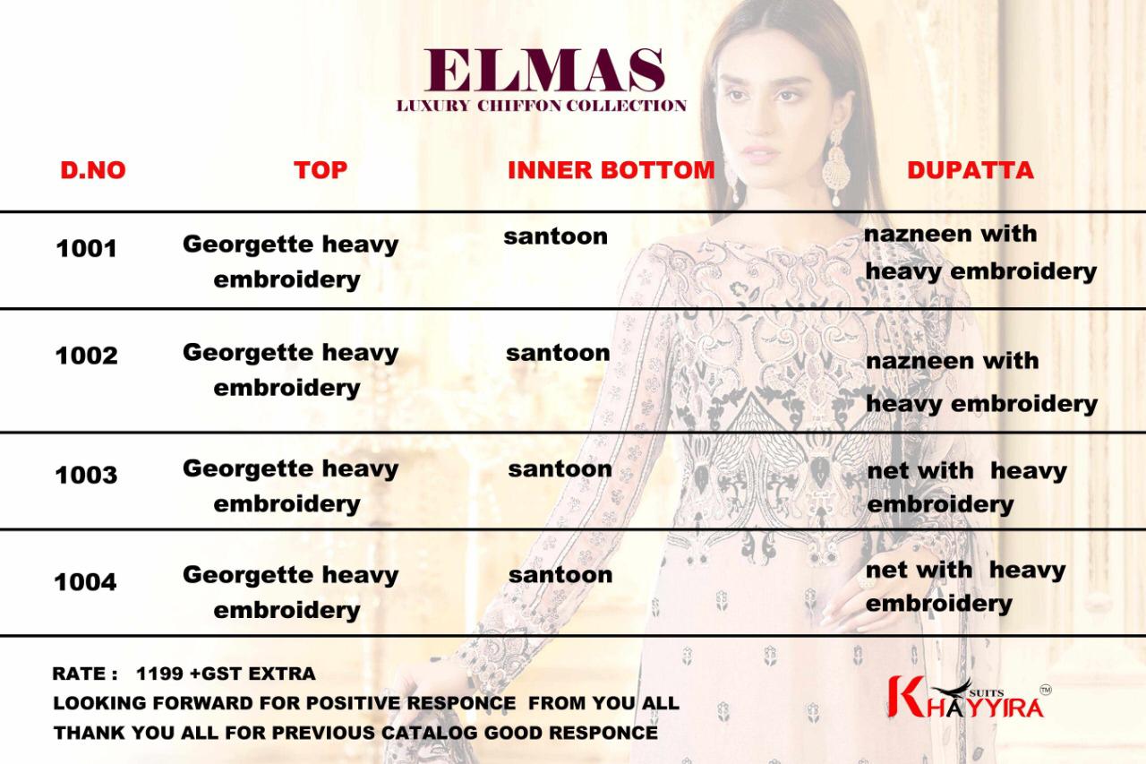 ELMAS LUXURY CHIFFON COLLECTION - KHAYYIRA SUITS : 4 pcs - Image 7