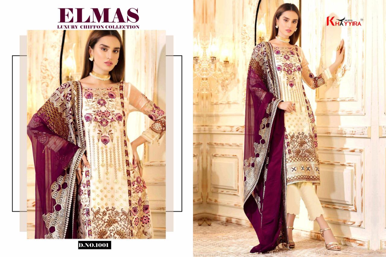ELMAS LUXURY CHIFFON COLLECTION - KHAYYIRA SUITS : 4 pcs - Image 3