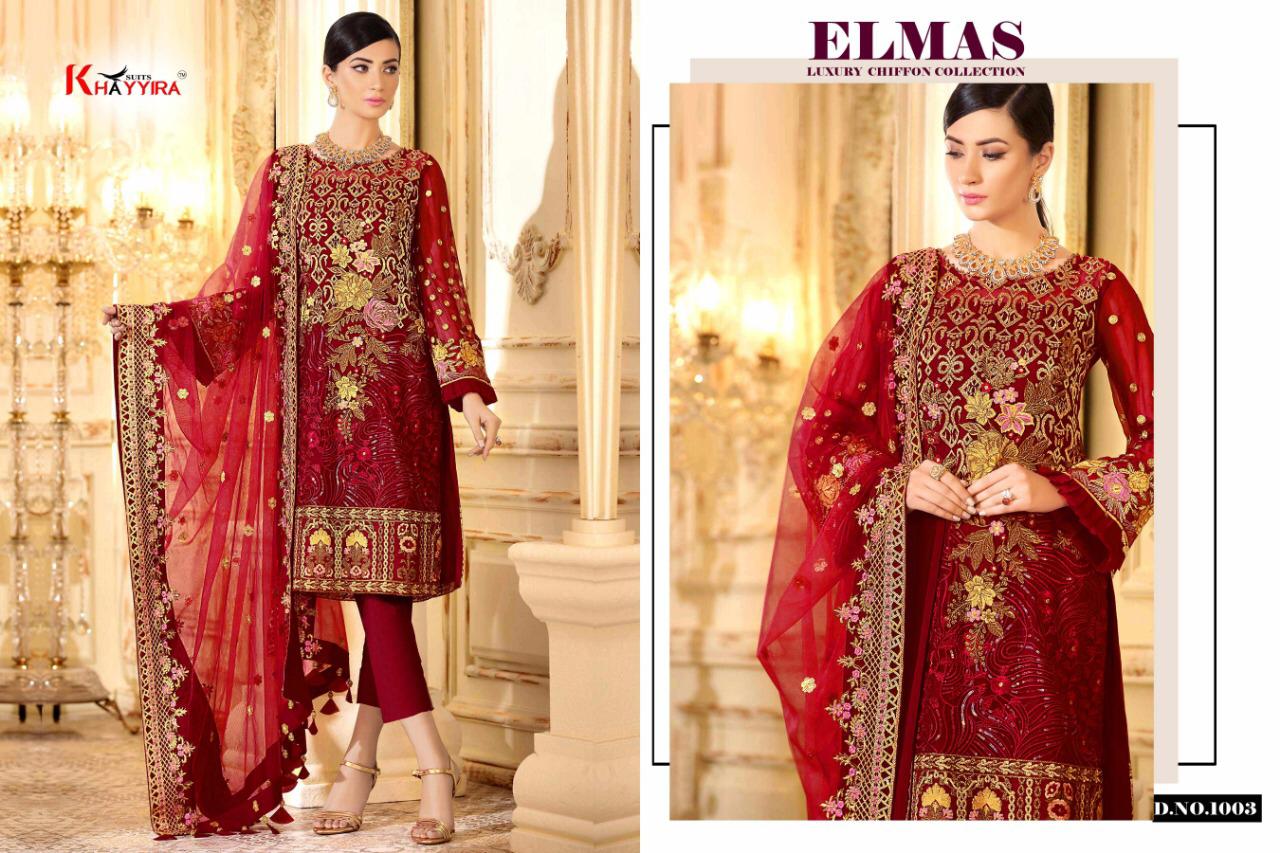 ELMAS LUXURY CHIFFON COLLECTION - KHAYYIRA SUITS : 4 pcs - Image 5