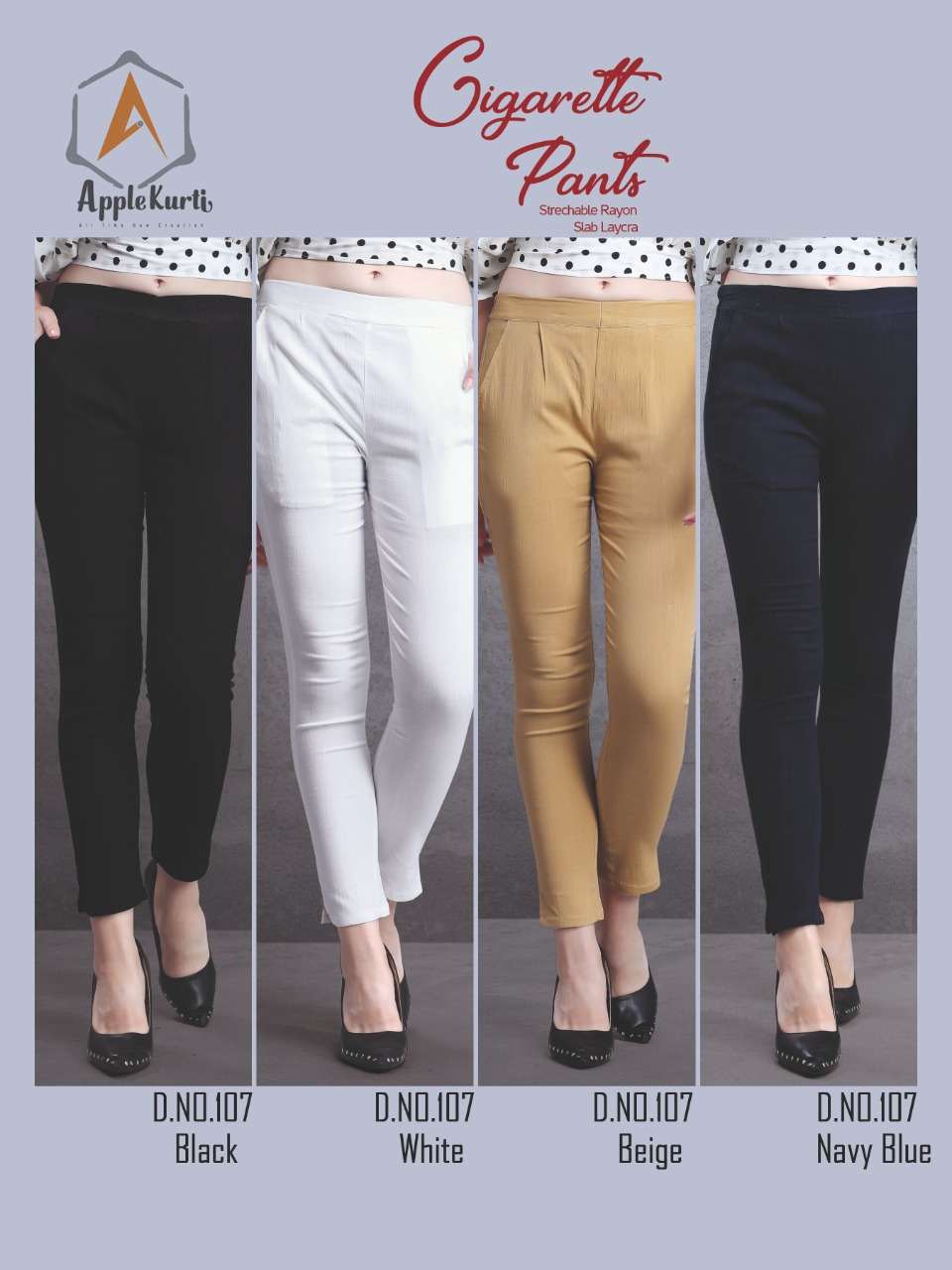 Buy online Mid Rise Solid Cigarette Pants from bottom wear for Women by  Neelo Kurti for ₹399 at 69% off | 2024 Limeroad.com
