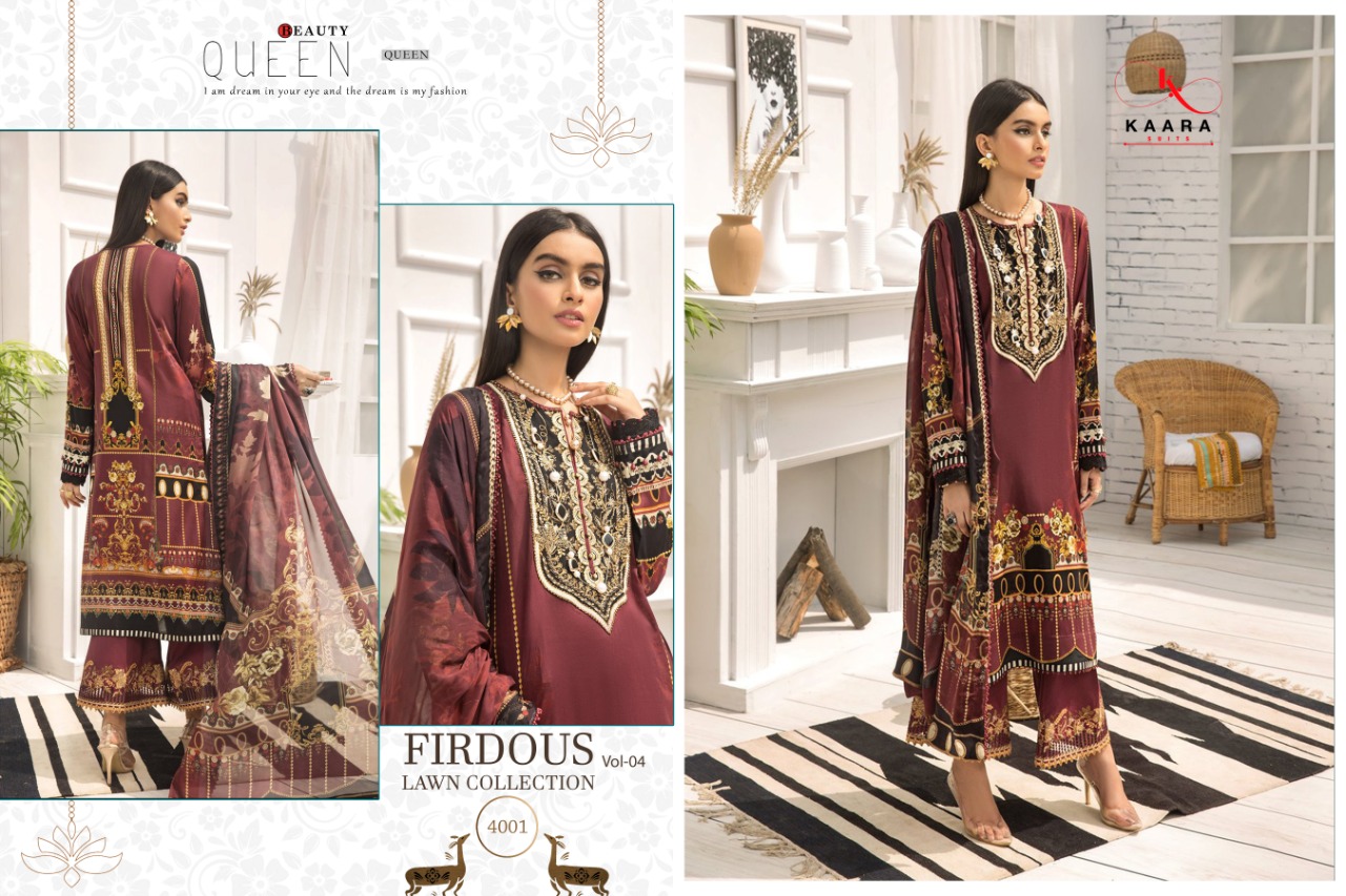 KAARA SUITS FIRDOUS LAWN 4 COTTON DUPATTA - Image 2