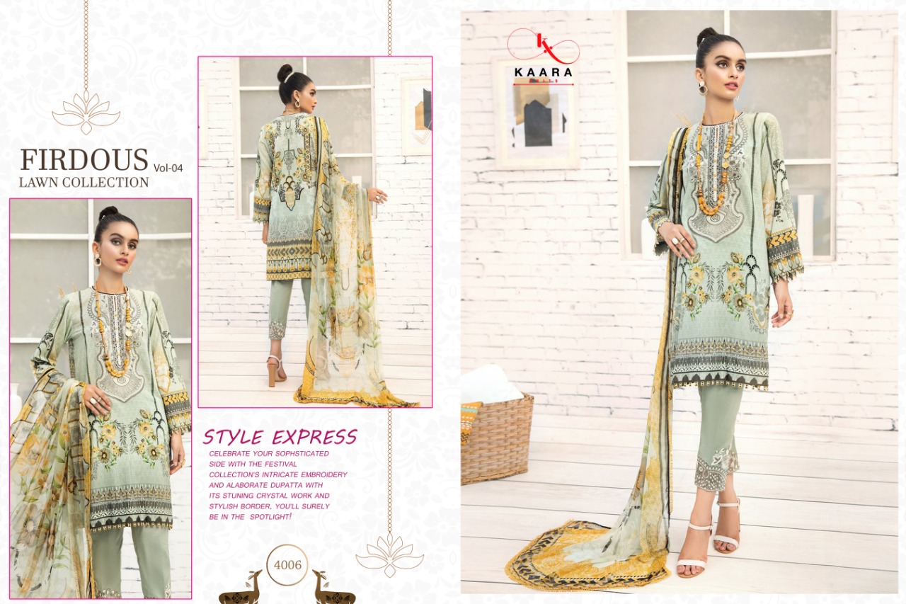 KAARA SUITS FIRDOUS LAWN 4 COTTON DUPATTA - Image 3