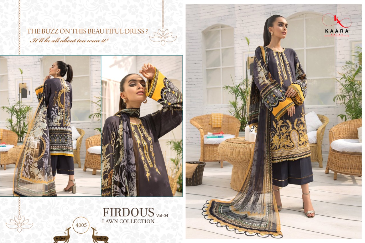 KAARA SUITS FIRDOUS LAWN 4 COTTON DUPATTA - Image 5