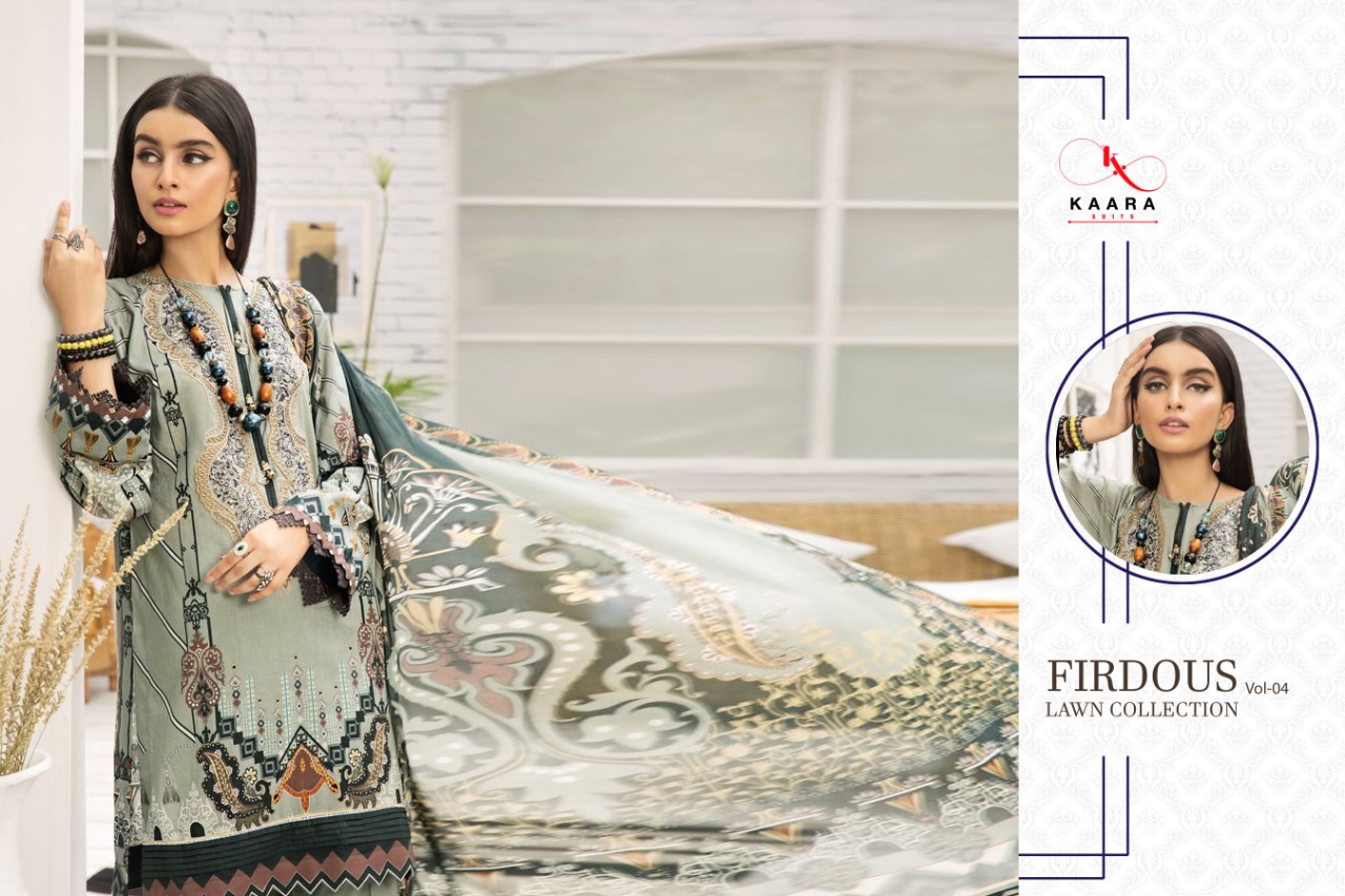 KAARA SUITS FIRDOUS LAWN 4 COTTON DUPATTA - Image 7