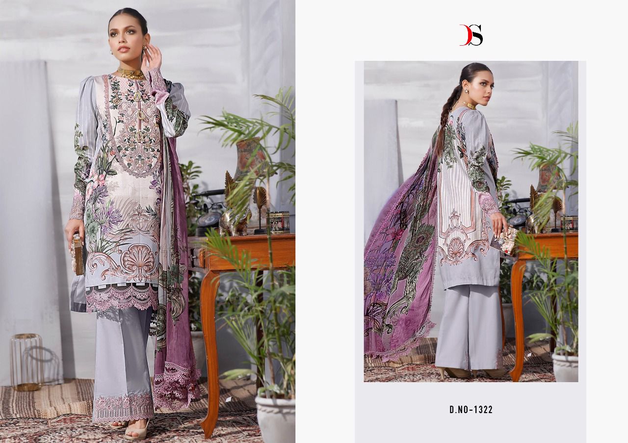 DEEPSY SUIT FIRDOUS LAWN 22 (SIFFON DUPATTA) - Image 4