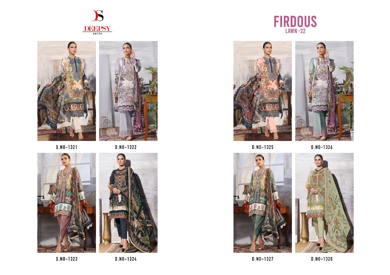 DEEPSY SUIT FIRDOUS LAWN 22 (SIFFON DUPATTA)