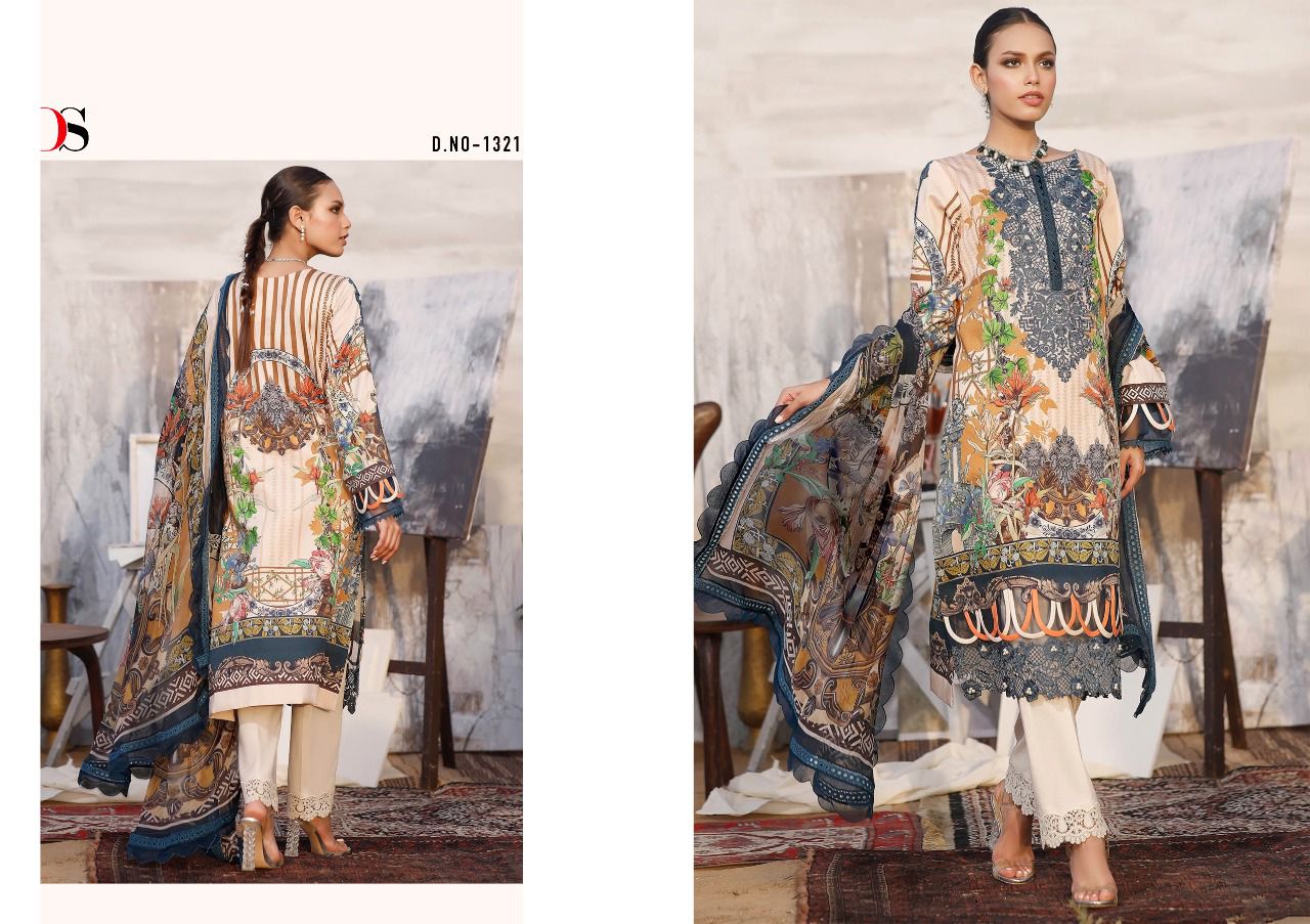 DEEPSY SUIT FIRDOUS LAWN 22 (SIFFON DUPATTA) - Image 7