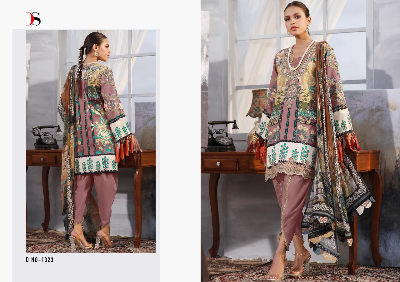 DEEPSY SUIT FIRDOUS LAWN 22 (SIFFON DUPATTA) - Image 2
