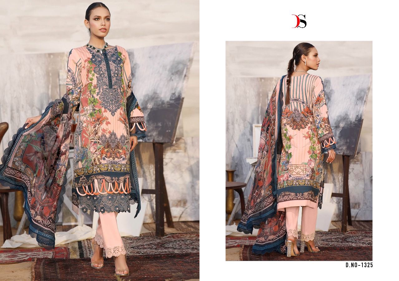 DEEPSY SUIT FIRDOUS LAWN 22 (SIFFON DUPATTA) - Image 3