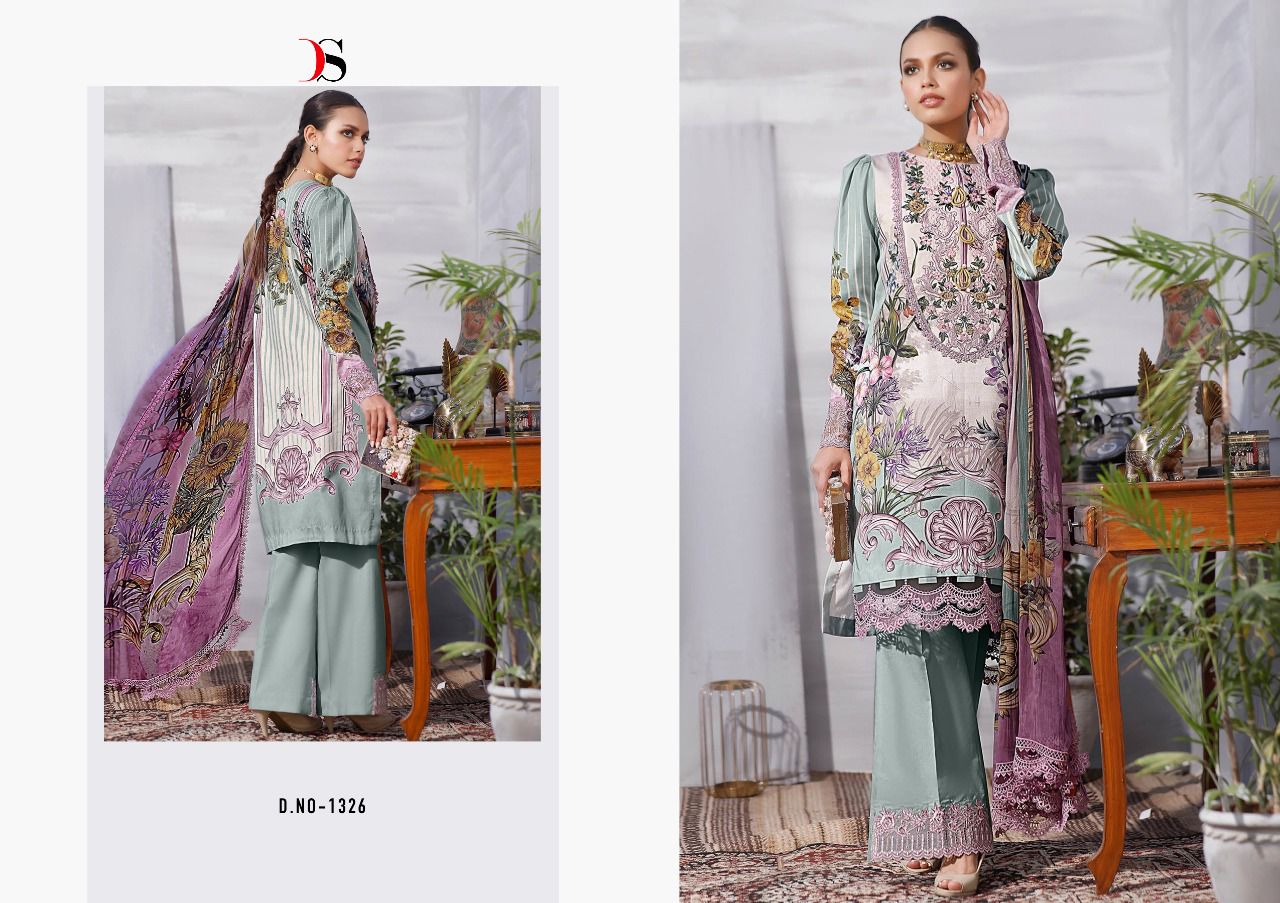 DEEPSY SUIT FIRDOUS LAWN 22 (SIFFON DUPATTA) - Image 8