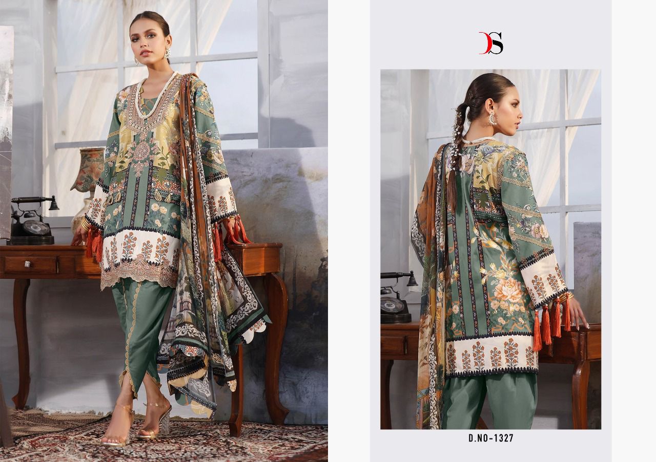 DEEPSY SUIT FIRDOUS LAWN 22 (SIFFON DUPATTA) - Image 9