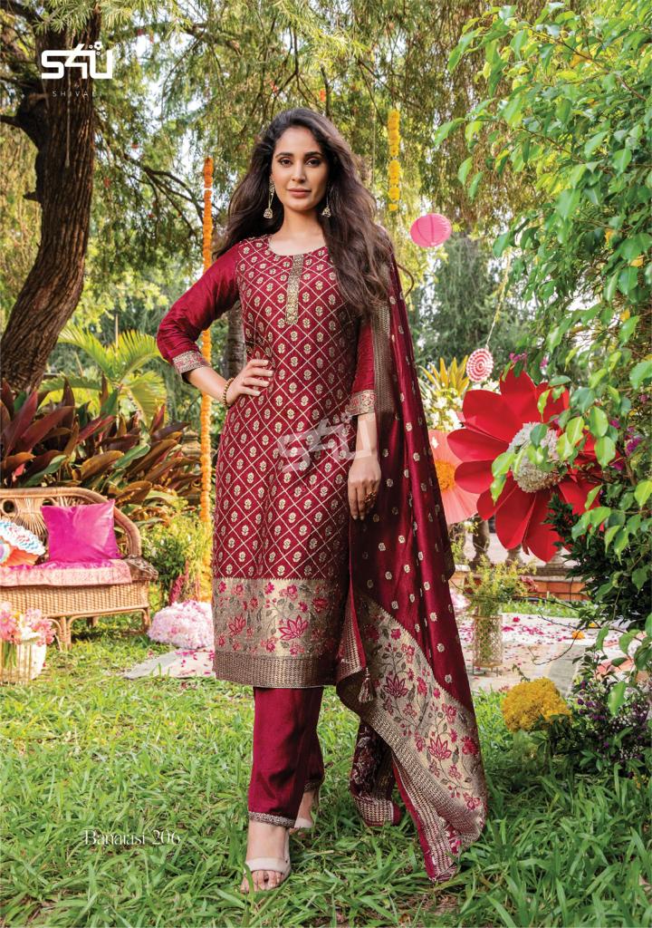 Buy Orange Banarasi Suit for Women Online from India's Luxury Designers 2024